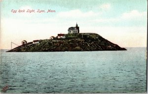 View of Egg Rock Light, Lynn, MA Vintage Postcard W38