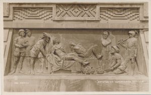 RPPC Aztec Leader Cuauhtemoc Relief Sculpture - Mexico City, Mexico