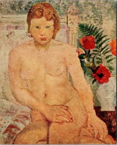 Nude Girl With Flowers, Christopher Ward Beaversbrook Art Gallery NB Postcard