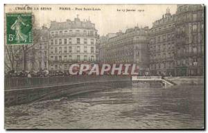 Old Postcard Paris Pont Saint-Louis Crue De Seine