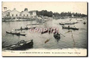 Old Postcard From Joinville the bridge Nogent Boating