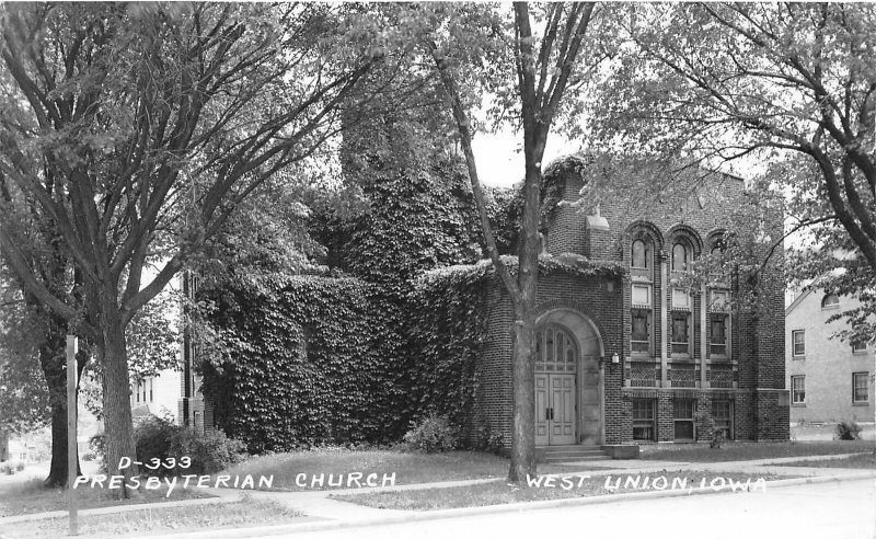 G27/ West Union Iowa RPPC Postcard c40s Presbyterian Church2