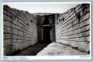 Mykines Peloponnese Greece Postcard The tomb of Agamemnon c1930's RPPC Photo