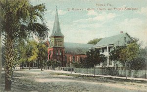 Palatka FL St Monica's Catholic Church & Priest's Residence Postcard