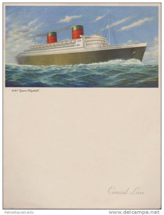 Cunard Line Steamer R.M.S. Queen Elizabeth Farewell Dinner Menu, August 1953