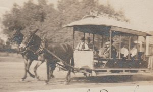 Yuba City CALIFORNIA RPPC 1906 HORSE-DRAWN TROLLEY Street Car MAIN STREET CA