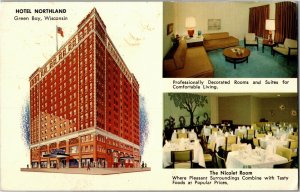 Hotel Northland Multi View Green Bay WI Vintage Postcard N27