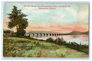 New Bridge Susquehanna River Rockville PA, Railroad Union News Company Postcard 