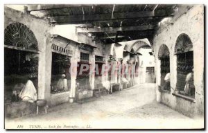 Old Postcard Tunisia Tunis Souk Slippers