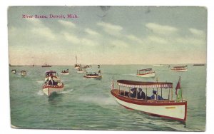 Detroit, Michigan - On boats for a River Scene - in 1912 - Vintage Postcard