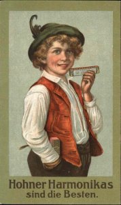Little German Boy HOHNER HARMONIKAS Harmonicas Ad Advertising Postcard