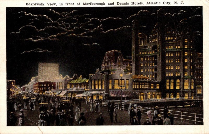 New Jersey Atlantic City Boardwalk View In Front Of Marlborough and Denis Hot...