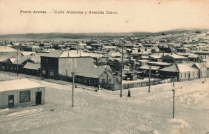 Chile Punta Arenas Calle Atacama Y Avenida Colon Vintage Postcard 03.88 