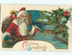 Pre-Linen Christmas corporal punishment SANTA HOLDS SPANKING BRANCHES AB4574