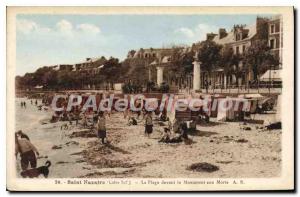 Postcard Old St Nazaire The Inf The Beach in front of the war memorial