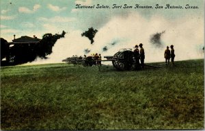 Vtg San Antonio TX Fort Sam Houston National Salute Cannon Fire 1910s Postcard