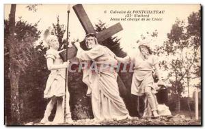 Old Postcard From Pontchateau Calvary Jesus Is Load From His Cross