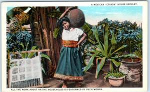 Mexico  MEXICAN CRIADA House Servant  Native Household Working Women  Postcard