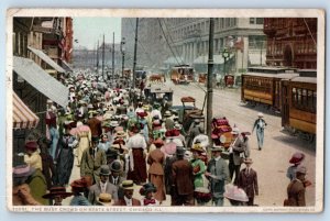1916 Chicago Illinois IL Postcard Busy Crowd State Street Aerial View Streetcars