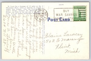 St Louis Missouri~General Douglas MacArthur Bridge~Sunset~Linen 1943 Postcard