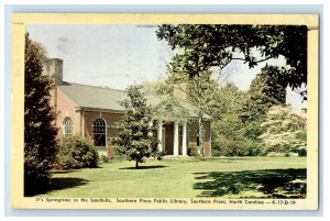 1949 Southern Pines NC,  Southern Pines Public Library  Fayetteville Postcard