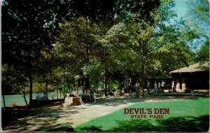 Vtg Devil's Den State Park Lodge Lake View Fort Smith Fayettetville AR Postcard