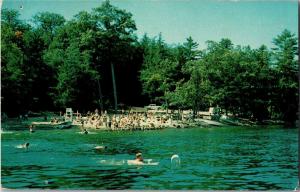 Swimming at Hearthstone Park Beach, Lake George NY c1962 Vintage Postcard P20