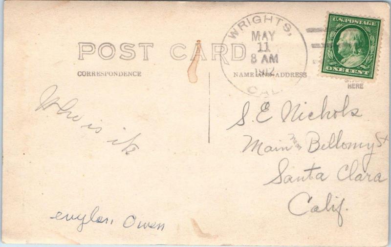 RPPC WRIGHTS,  CA California  CUTE GIRL Evelen Owen  1912  Santa Clara Co DPO