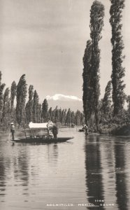 Vintage Postcard Xochimilco Osuna Boats Canals Mexico RPPC Photo