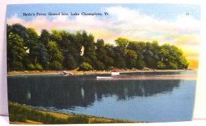 Hyde's Point Grand Isle Lake Champlain Vermont Linen Postcard NOS Tichnor Island