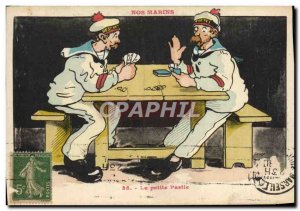 Old Postcard Boat War Sailors Illustrator Gervese little game of cards