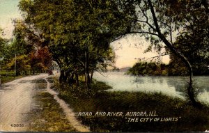 Illinois Aurora Road and River Scene 1911