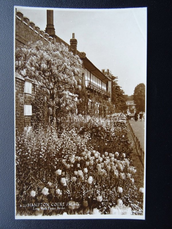 Richmond Hampton Court Palace LONG WALK FLOWER BORDER - Old RP Postcard