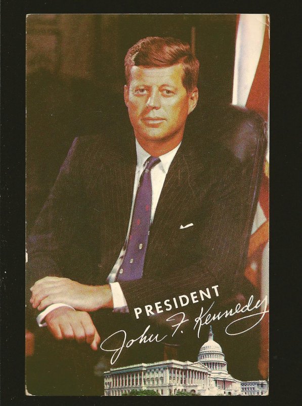 USA President John F Kennedy Signed Color Lusterchrome Postcard