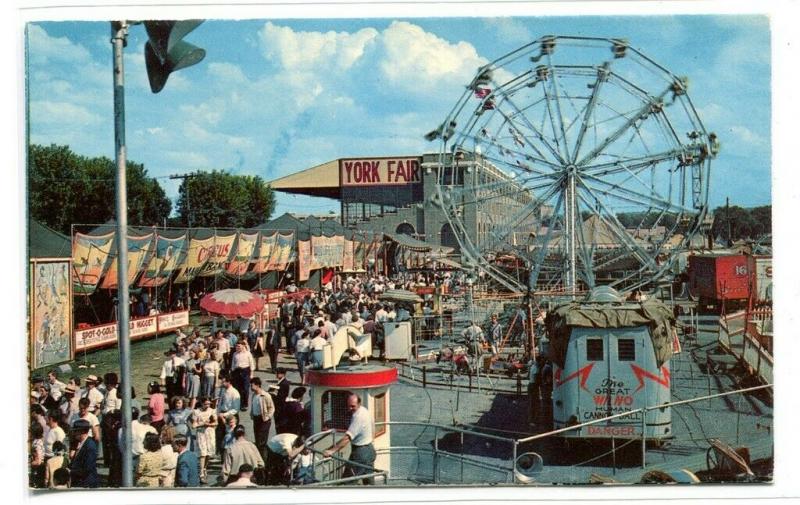 Midway York Interstate Fair Pennsylvania 1960s postcard