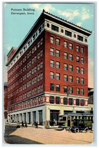 1914 Exterior View Putnam Building Streetcar Trolley Davenport Iowa IA Postcard