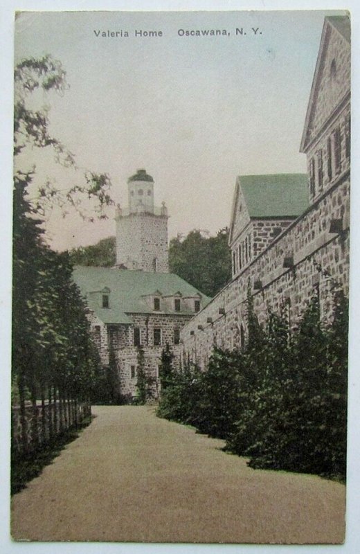 ANTIQUE HAND COLORED POSTCARD VALERIA HOME OSCAWANA N.Y.