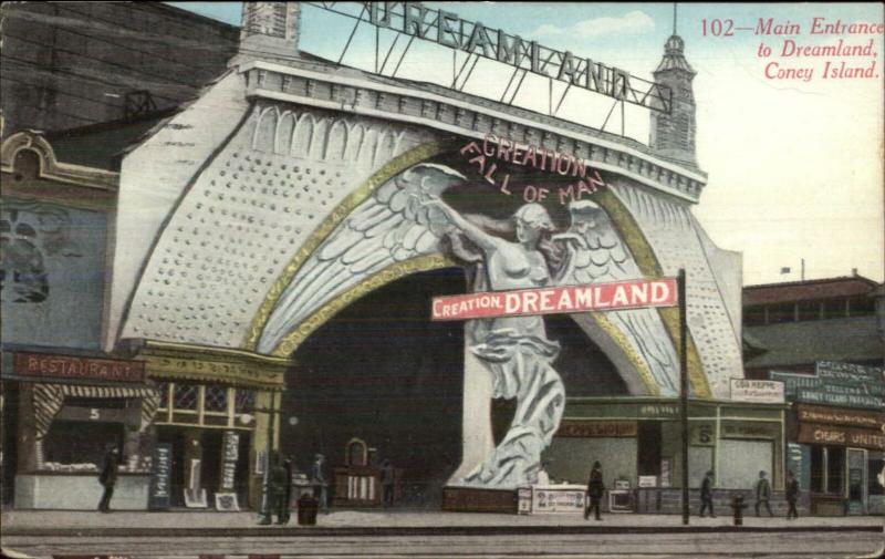 Coney Island Dreamland Main Entrance c1910 Postcard