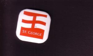 Squared Pin, White and Red, St. George with Cross Design