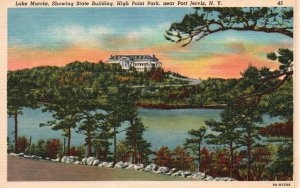 Vintage Postcard Lake Marcia State Building High Point Park Port Jervis New York