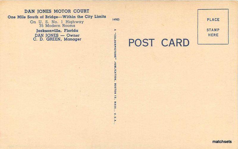 1940s Dan Jones Motor Court roadside Colorpicture Jacksonville Florida 10310