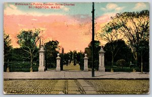 Boston Massachusetts~View @ Entrance To Public Garden~PM 1912~Vintage Postcard