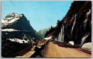 Vtg Montana MT Weeping Wall Going-to-the-Sun Road Glacier National Park Postcard
