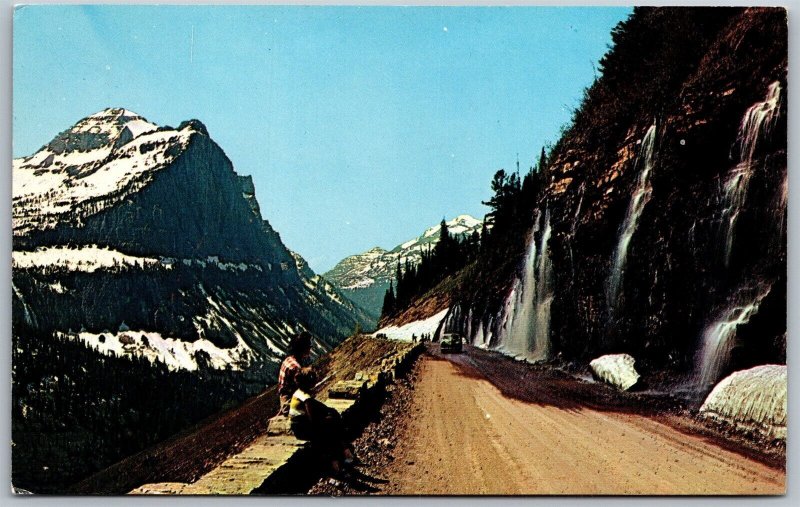 Vtg Montana MT Weeping Wall Going-to-the-Sun Road Glacier National Park Postcard