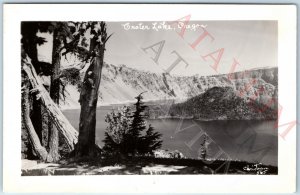 1947 Crater Lake OR RPPC Wizard Island Christian Real Photo Ancient Volcano A164