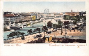 A201 Austria Gruss aus Wien Donaukanal Hintergrund Ferris wheel postcard