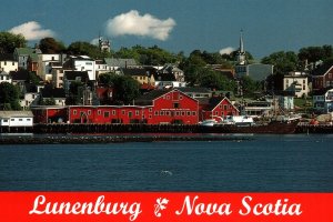 CONTINENTAL SIZE POSTCARD PANORAMIC VIEW OF LUNENBURG NOVA SCOTIA CANADA