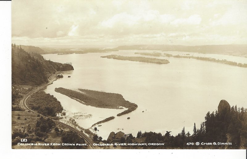 POSTCARD COLUMBIA RIVER HIGHWAY FROM CROWN POINT OREGON CROSS & DIMMIT