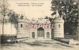 Old Postcard Le Lude (Sarthe) -Chateau the study. Entr�e of Parc-The Turrets