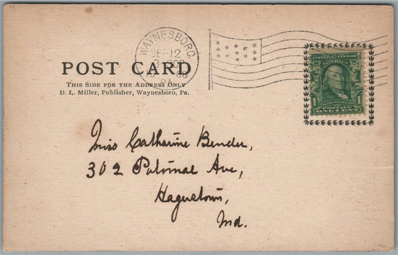 WAYNESBORO PA WEST SECOND STREET ANTIQUE POSTCARD